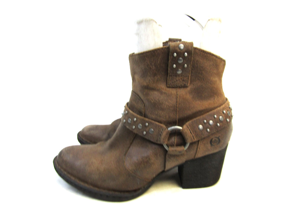 Born Womens Size 8 M Brown Suede Zip Ankle Buckle Fashion Boots Bootie